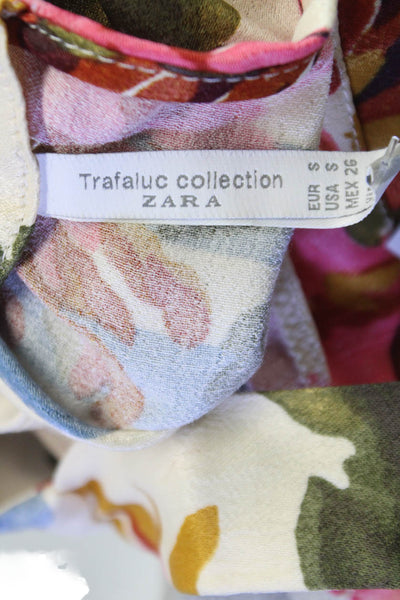 Zara Trafaluc Women Basic Floral Halter Tank Sleeveless Multicolor Size S