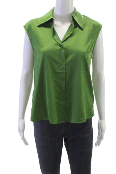 Banana Republic Womens Basic Sleeveless Collared Blouse Green Size XS Petite