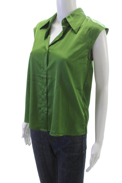 Banana Republic Womens Basic Sleeveless Collared Blouse Green Size XS Petite
