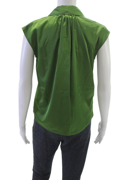 Banana Republic Womens Basic Sleeveless Collared Blouse Green Size XS Petite