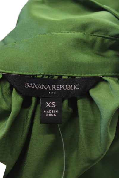 Banana Republic Womens Basic Sleeveless Collared Blouse Green Size XS Petite