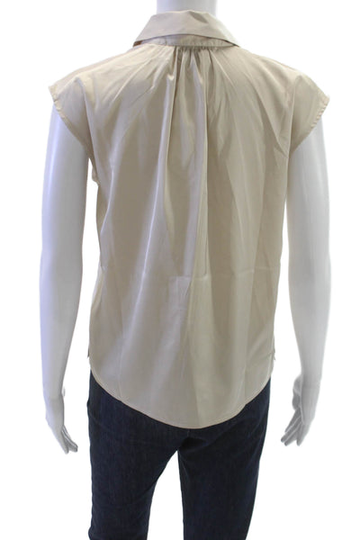 Banana Republic Womens Beige Sleeveless Collared Blouse Button Size XS