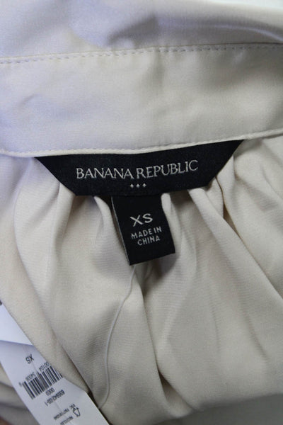 Banana Republic Womens Beige Sleeveless Collared Blouse Button Size XS