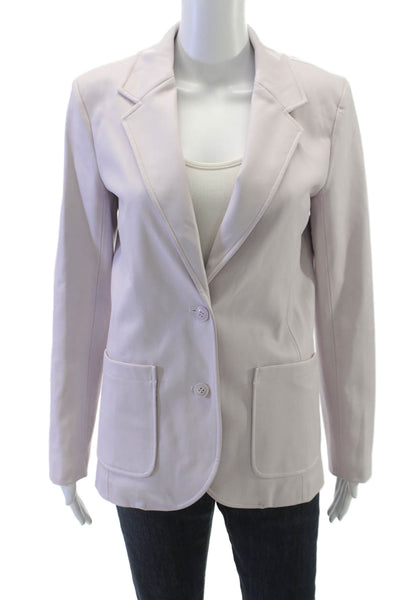 Anthropologie Women Faux Leather Basic Jacket Purple Button Long Sleeve Size XS