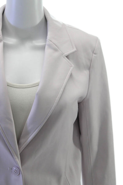 Anthropologie Women Faux Leather Basic Jacket Purple Button Long Sleeve Size XS