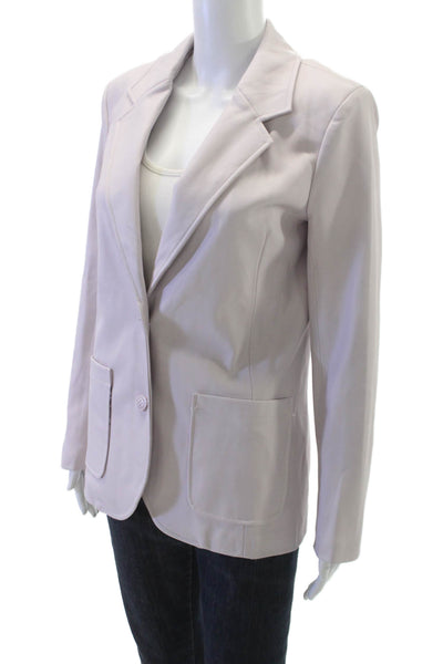 Anthropologie Women Faux Leather Basic Jacket Purple Button Long Sleeve Size XS