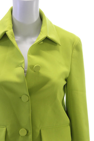 Zara Women Basic Jacket Green Button Polyester Solid Long Sleeve Size XS