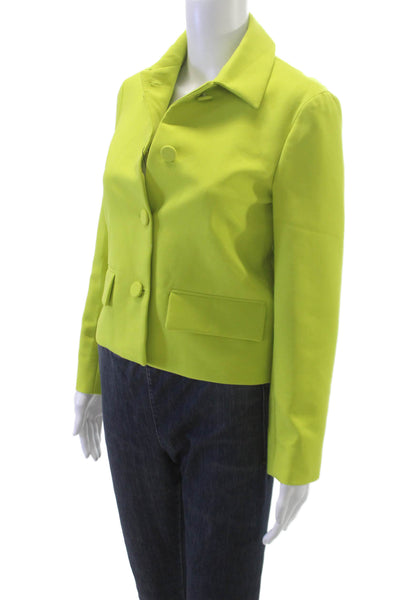Zara Women Basic Jacket Green Button Polyester Solid Long Sleeve Size XS