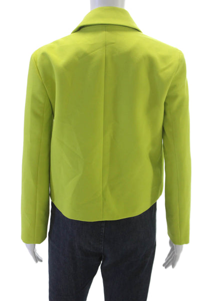 Zara Women Basic Jacket Green Button Polyester Solid Long Sleeve Size XS