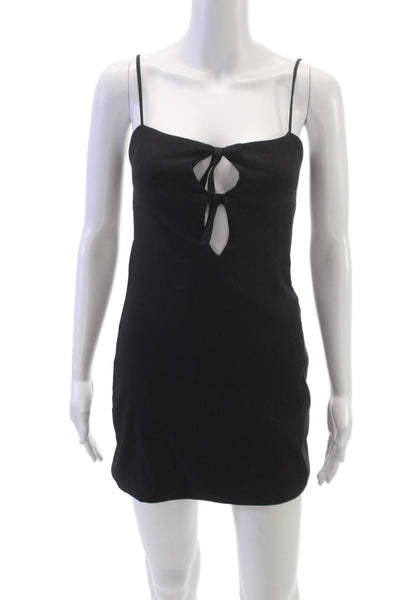Zara Women Mini Dress Black Cotton Square Neck Sleeveless Size S