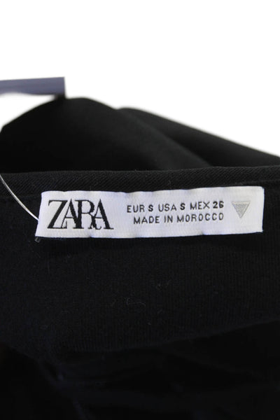 Zara Women Mini Dress Black Cotton Square Neck Sleeveless Size S