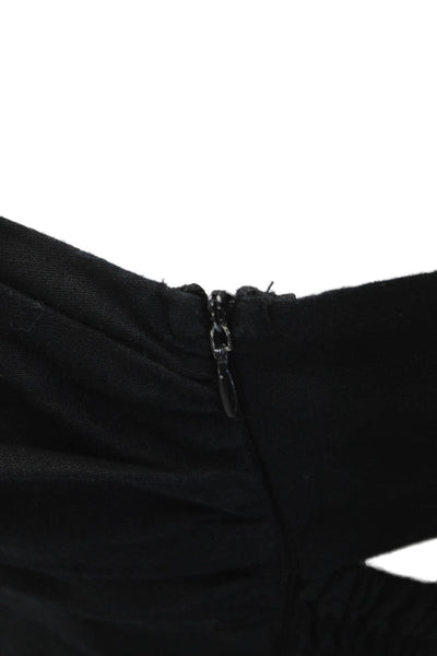 Zara Women Slip Dress Black Linen Sweetheart Tie Midi Sleeveless Size S