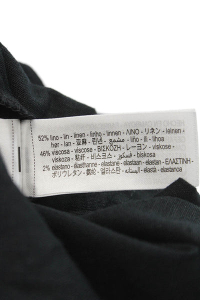 Zara Women Slip Dress Black Linen Sweetheart Tie Midi Sleeveless Size S
