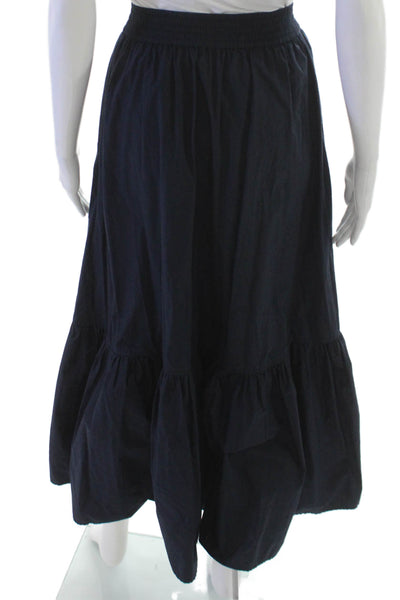 ALC Women Maxi Skirt Blue Cotton Long Button Size 0