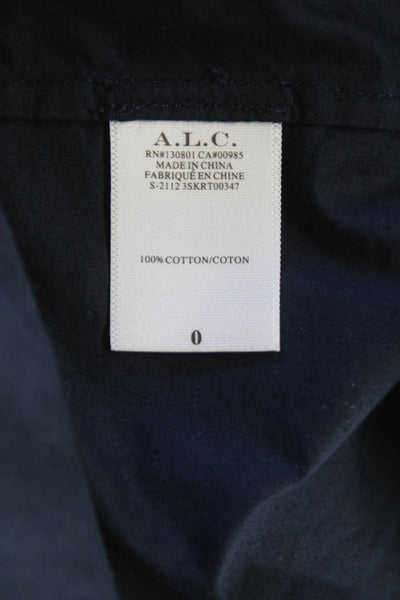 ALC Women Maxi Skirt Blue Cotton Long Button Size 0