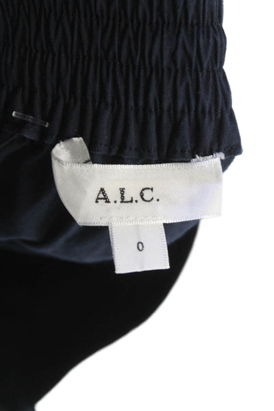 ALC Women Maxi Skirt Blue Cotton Long Button Size 0