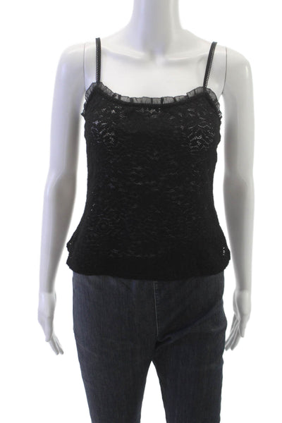 Reformation Womens Tank Black Lace Square Neck Nylon Sleeveless Size XS