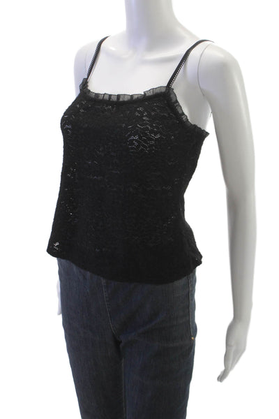 Reformation Womens Tank Black Lace Square Neck Nylon Sleeveless Size XS