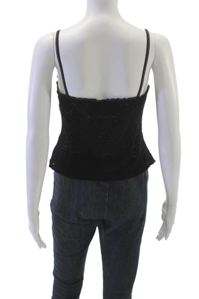 Reformation Womens Tank Black Lace Square Neck Nylon Sleeveless Size XS