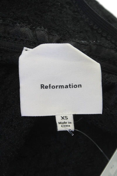 Reformation Womens Tank Black Lace Square Neck Nylon Sleeveless Size XS