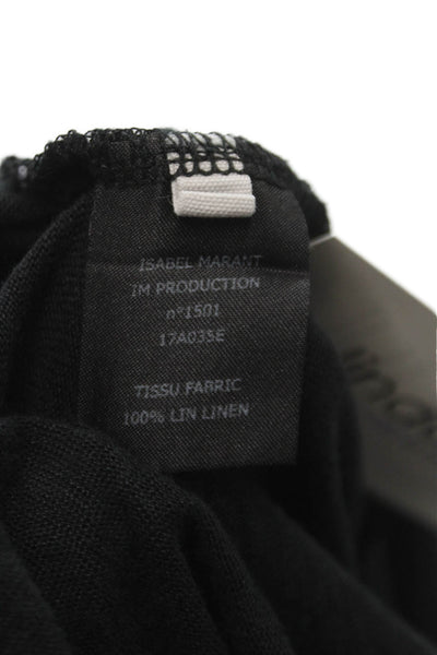 Isabel Marant Etoile Women Basic Black Linen Crew Neck Tee Short Sleeve Size XS