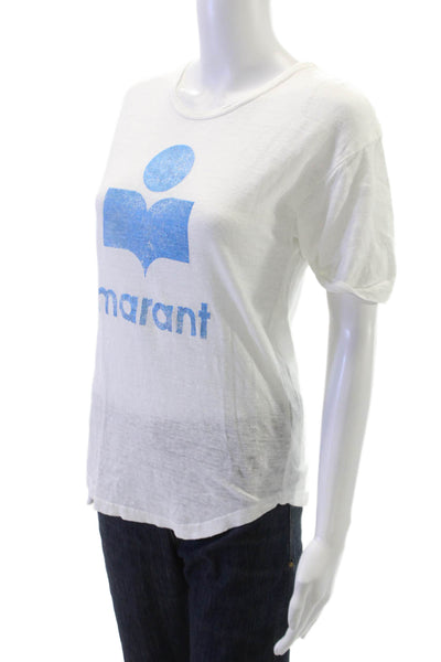 Isabel Marant Etoile Women Linen White Short Sleeve Basic T-Shirt Size S