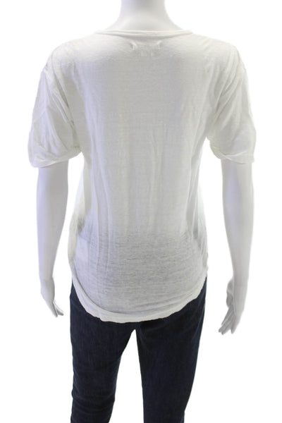 Isabel Marant Etoile Women Linen White Short Sleeve Basic T-Shirt Size S