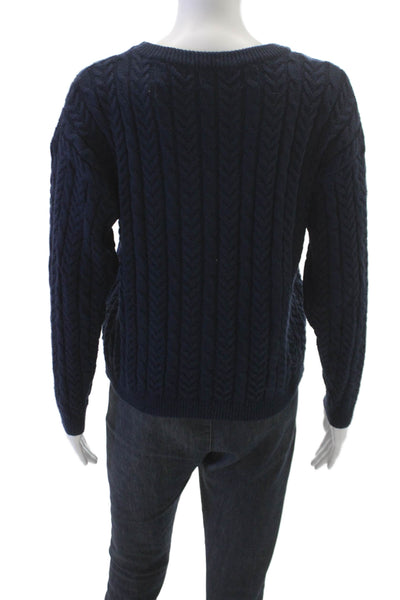Sunday Stevens Women Pullover Sweater Crew Neck Blue Long Sleeve Size S
