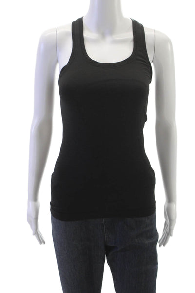 Lululemon Womens Black Scoop Neck Basic Tank Polyester Blend Size 2
