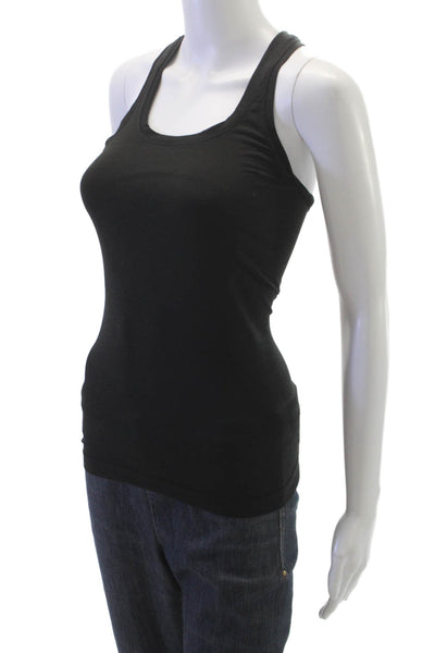 Lululemon Womens Black Scoop Neck Basic Tank Polyester Blend Size 2