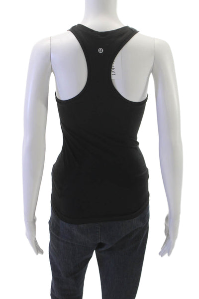 Lululemon Womens Black Scoop Neck Basic Tank Polyester Blend Size 2