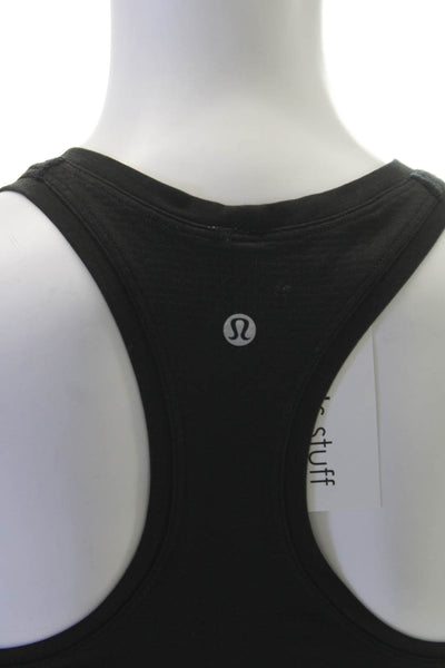 Lululemon Womens Black Scoop Neck Basic Tank Polyester Blend Size 2