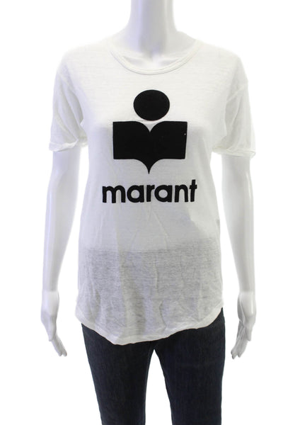 Isabel Marant Etoile Womens Linen White T Shirt Short Sleeve Crew Size XS