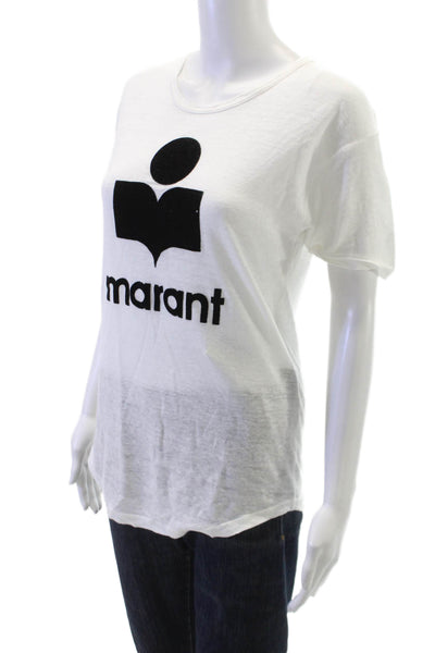 Isabel Marant Etoile Womens Linen White T Shirt Short Sleeve Crew Size XS