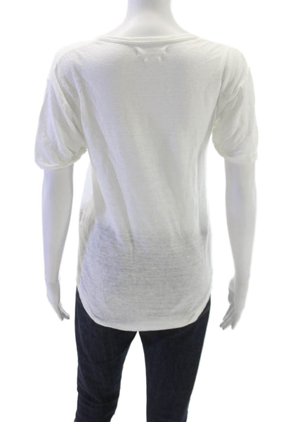 Isabel Marant Etoile Womens Linen White T Shirt Short Sleeve Crew Size XS