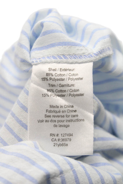 Heartloom Women Striped Collared Button-Up Top Blue Long Sleeve Size S