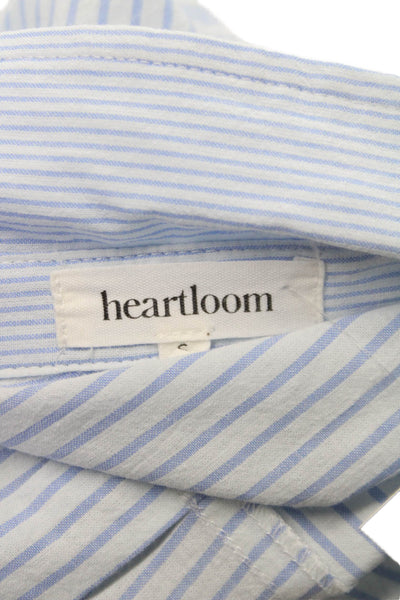 Heartloom Women Striped Collared Button-Up Top Blue Long Sleeve Size S