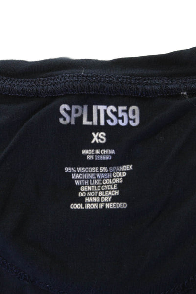 Splits 59 Women Cropped Tank Black Sleeveless Crew Neck 95% Viscose Size XS