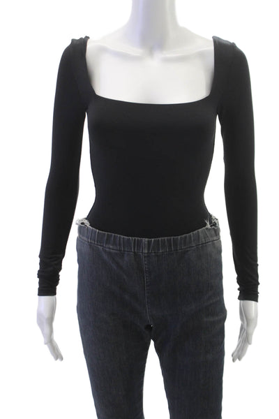 Babaton Women One Piece Black Square Neck Long Sleeve Size XS