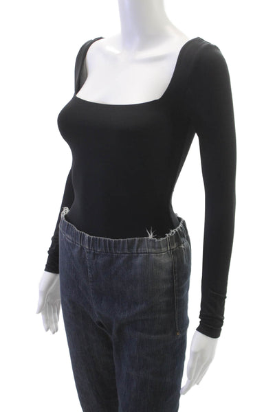 Babaton Women One Piece Black Square Neck Long Sleeve Size XS