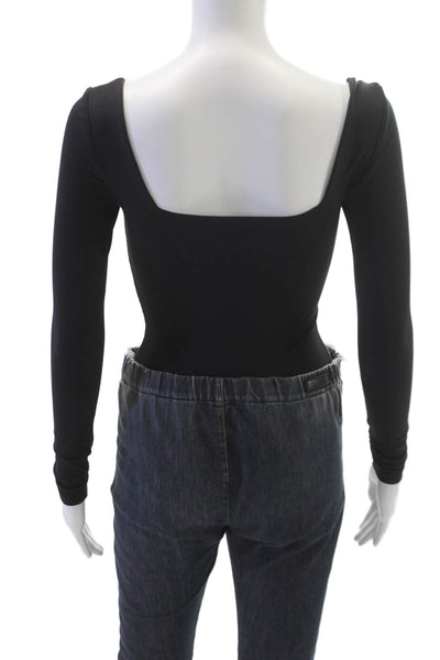 Babaton Women One Piece Black Square Neck Long Sleeve Size XS