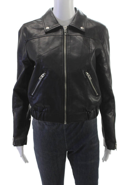 BLANKNYC Women Motorcycle Jacket Black Zip Long Sleeve Size S