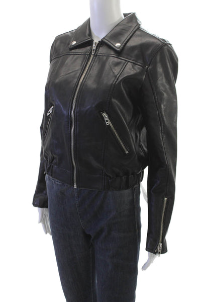 BLANKNYC Women Motorcycle Jacket Black Zip Long Sleeve Size S