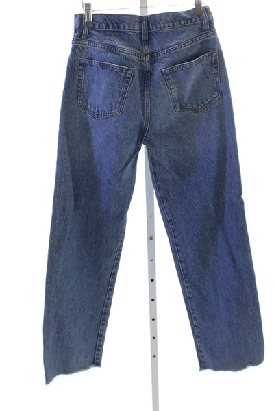 Reformation Women Straight Jeans Blue Button Mid Rise Cotton Size 25
