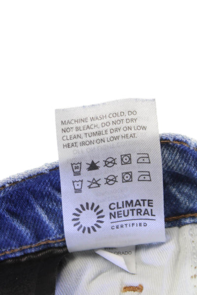 Reformation Women Straight Jeans Blue Button Mid Rise Cotton Size 25