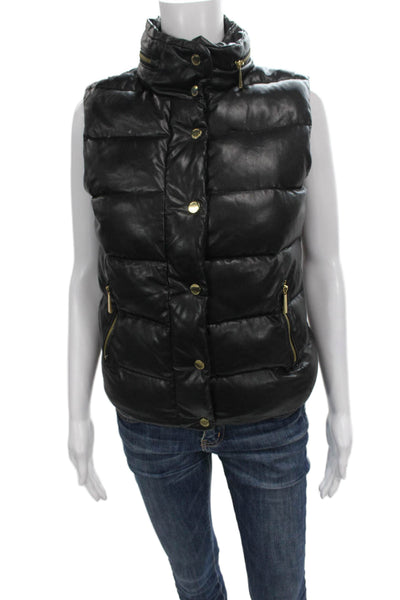 Michael Michael Kors Women Puffer Vest Black Snap Sleeveless Size XS