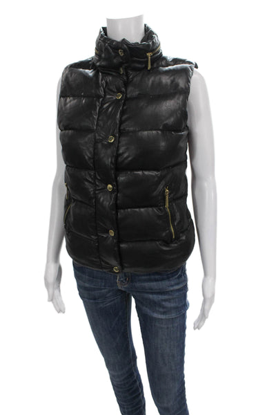 Michael Michael Kors Women Puffer Vest Black Snap Sleeveless Size XS