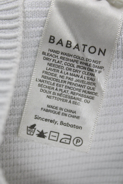 Babaton Womens Cropped Tank White Sleeveless Crew Neck 99% Nylon Size XS