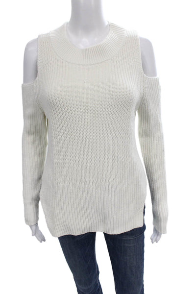 French Connection Womens Pullover Mock Neck White Cotton Long Sleeve Size S