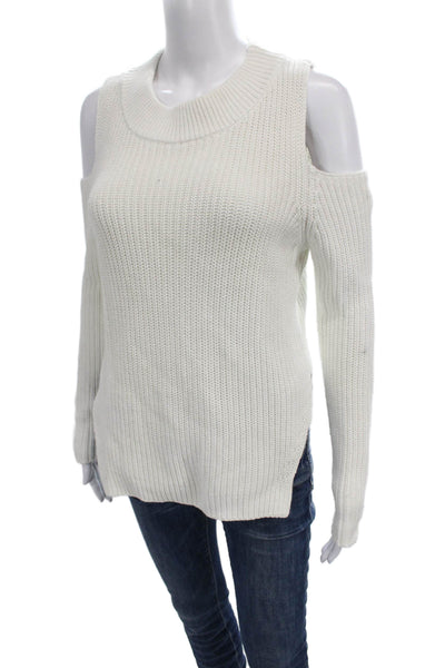 French Connection Womens Pullover Mock Neck White Cotton Long Sleeve Size S
